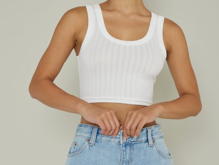 In Sync Scoop Neck Crop Top White Online now