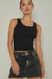 Recess Thick Strap Ribbed Top Black For Sale