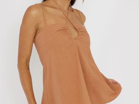 Freestyle Neck Tie Top Sand Discount