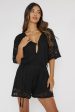 Asana Crochet Button Romper Black For Sale