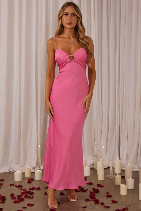 In A Daze Gathered Bust Maxi Dress Hot Pink For Sale