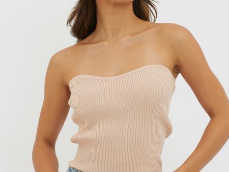 Flora Strapless Knit Top Mocha on Sale