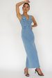 Jazelle Sleeveless Button Front Maxi Dress Denim Cheap