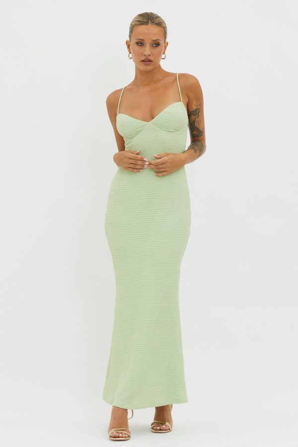 Lennox Elastic Back Bodycon Dress Sage Sale