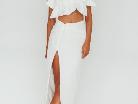 So Fine Twist Waist Crepe Midi Skirt Off White Supply