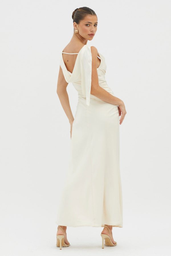 It s A Date Cowl Neck Maxi Dress Pearl For Cheap