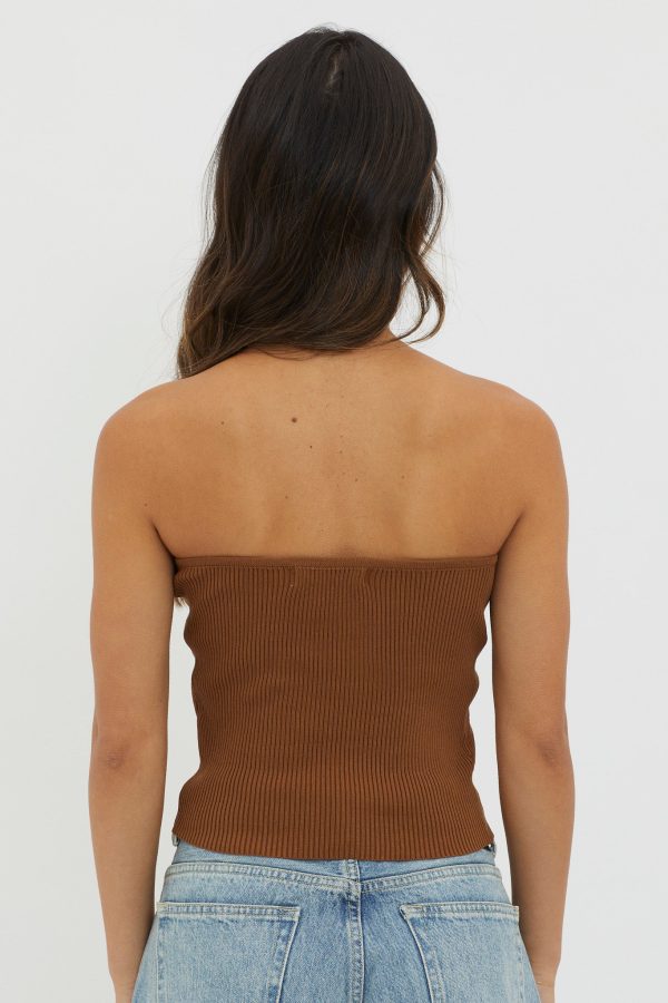 Flora Strapless Knit Top Chocolate Online Hot Sale