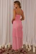 Kailua Ruched Tiered Hem Maxi Dress Pink Hot on Sale