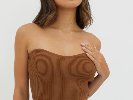 Flora Strapless Knit Top Chocolate Online Hot Sale