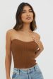 Flora Strapless Knit Top Chocolate Online Hot Sale