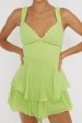 Hard To Catch Lace-Up Back Romper Green Online Sale