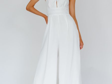 Golden Moon Chain Halter Jumpsuit White Sale