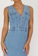 Jazelle Sleeveless Button Front Maxi Dress Denim Cheap