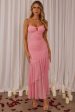 Kailua Ruched Tiered Hem Maxi Dress Pink Hot on Sale