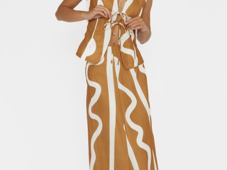 Meet Me There Maxi Skirt Abstract Tan Online