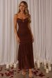 Kailua Ruched Tiered Hem Maxi Dress Chocolate For Sale