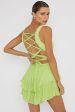 Hard To Catch Lace-Up Back Romper Green Online Sale