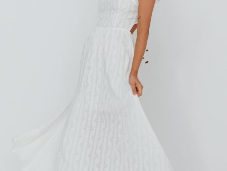 Greatest Hits Ruffle Strap Maxi Dress White For Sale