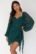 Aphrodite Long Sleeve Embroidered Dress Forest Green Fashion