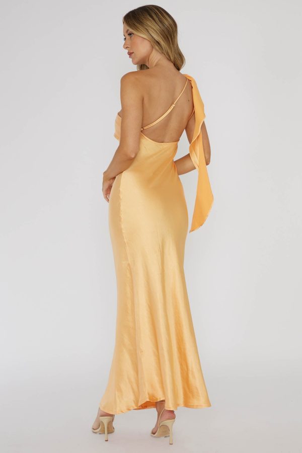 Carmel One-Shoulder Sash Maxi Dress Rockmelon on Sale