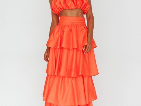 Sozo Layered Maxi Skirt Orange Cheap