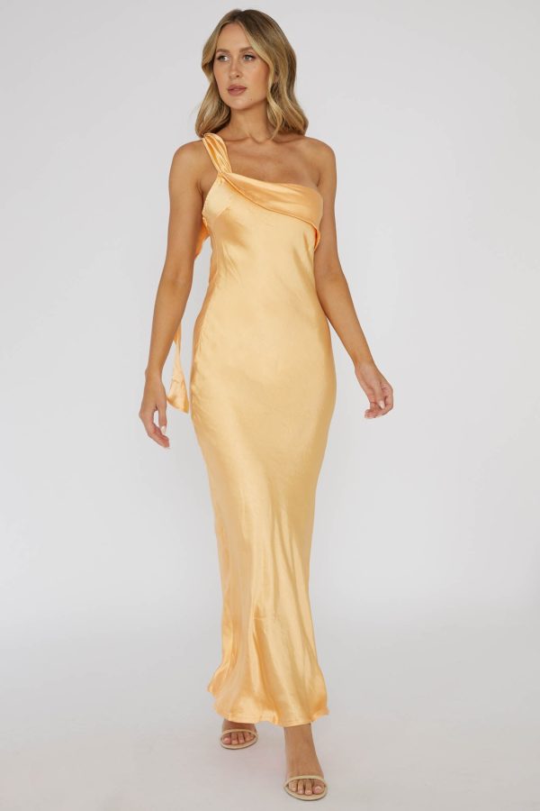 Carmel One-Shoulder Sash Maxi Dress Rockmelon on Sale