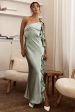 Jayda One Shoulder Ruffle Trim Maxi Dress Sage For Discount