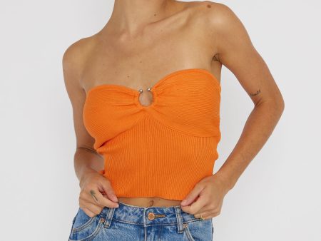 Real Talk Sweetheart Neckline Top Orange Supply