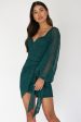 Aphrodite Long Sleeve Embroidered Dress Forest Green Fashion