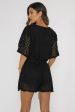 Asana Crochet Button Romper Black For Sale