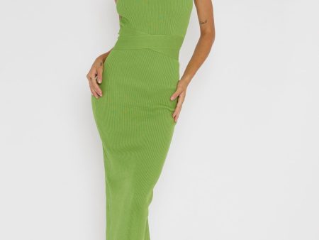 Charmed Me Ribbed Knit Midi Dress Green For Discount