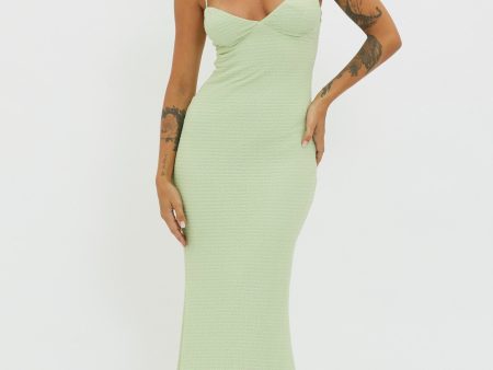 Lennox Elastic Back Bodycon Dress Sage Sale