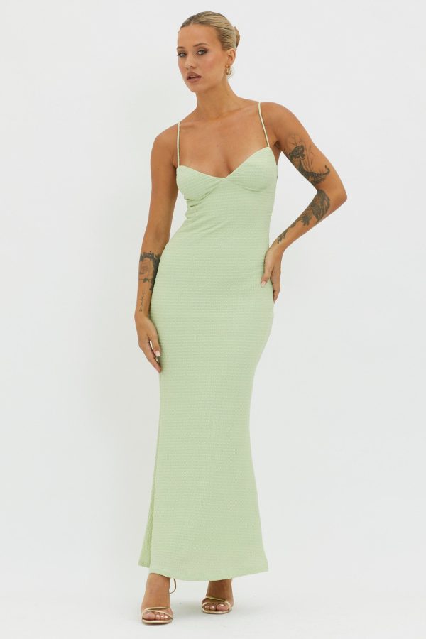 Lennox Elastic Back Bodycon Dress Sage Sale