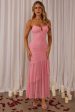 Kailua Ruched Tiered Hem Maxi Dress Pink Hot on Sale