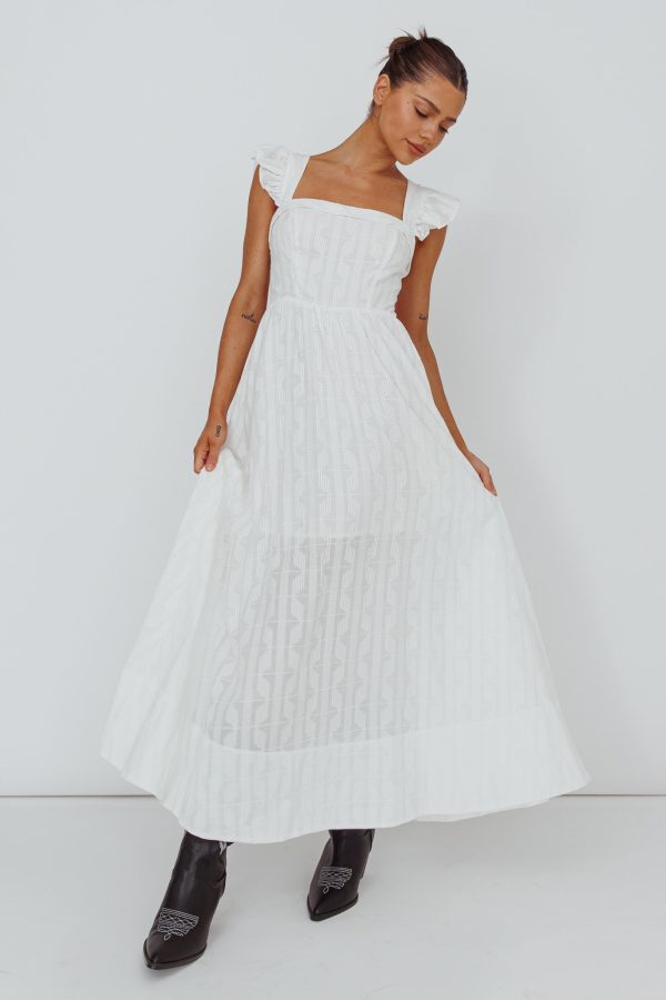 Greatest Hits Ruffle Strap Maxi Dress White For Sale