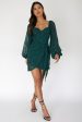 Aphrodite Long Sleeve Embroidered Dress Forest Green Fashion