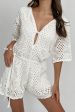 Asana Crochet Button Romper Cream For Cheap