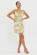 Harrison Tied Shoulder Mini Dress Print Yellow For Cheap