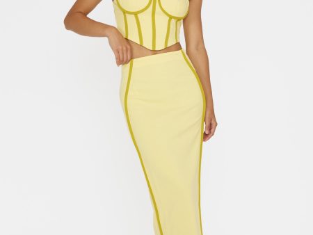 Ferrera Piping Trim Maxi Skirt Yellow For Discount