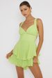 Hard To Catch Lace-Up Back Romper Green Online Sale