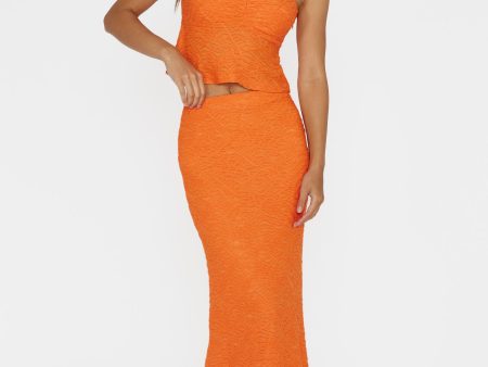 Chat Me Up Embellished Maxi Skirt Tangerine Supply