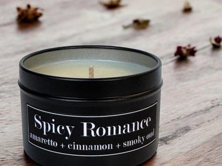 Spicy Romance 4oz Tin Soy Candle - Amaretto + Cinnamon + Smokey Oud For Discount