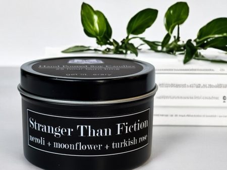 Stranger than Fiction 4oz Tin Soy Candle -  Neroli + Moonflower Nectar + Turkish Rose For Sale