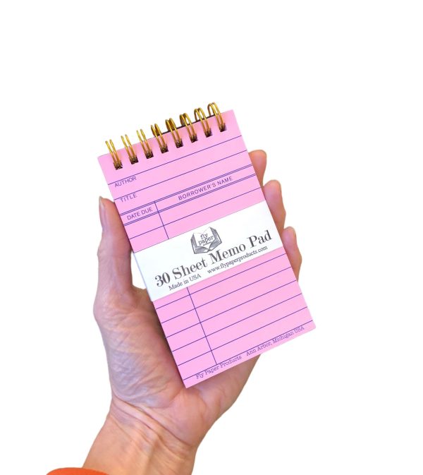 Pink Library Card  30 sheet Memo Pad Online Hot Sale