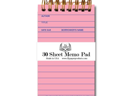 Pink Library Card  30 sheet Memo Pad Online Hot Sale