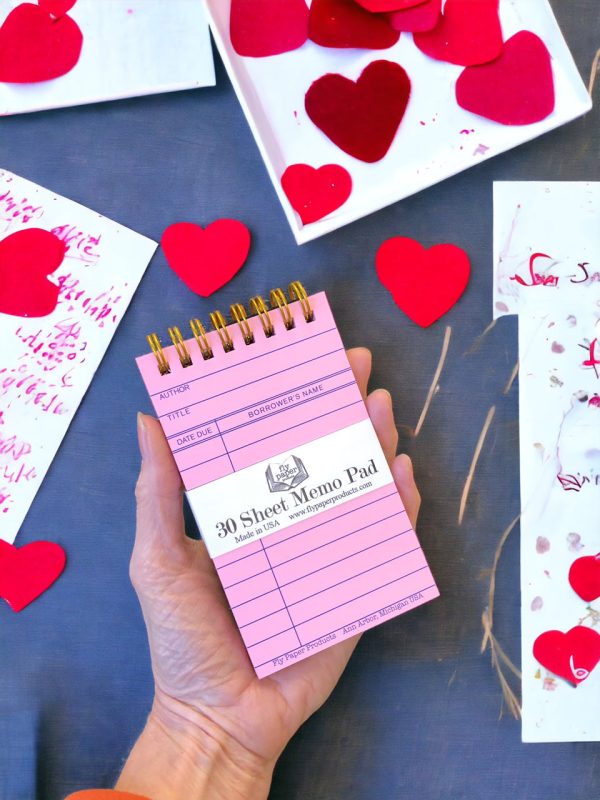 Pink Library Card  30 sheet Memo Pad Online Hot Sale