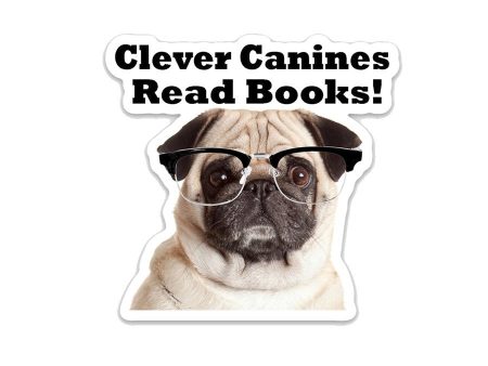 Clever Canines Read Books- 3  vinyl Sticker Hot on Sale