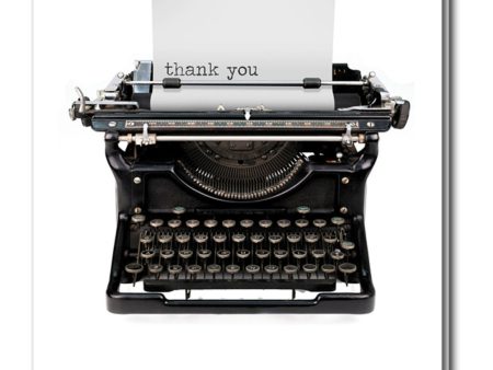 Thank you- Vintage Typewriter-Greeting card with vintage book card and library pocket. Hot on Sale