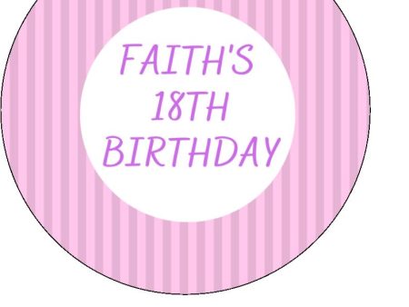 18th Birthday Cake Toppers - Personalised Stripe Design Online