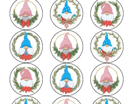 Christmas Gonks - Design 2 - Pink and Blue - cake and cupcake toppers Online Sale